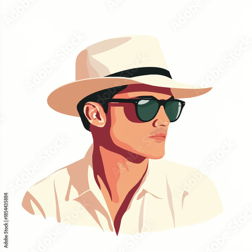 Man in Sunglasses and Hat Summer Fashion