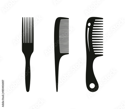 Three different types of hair combs