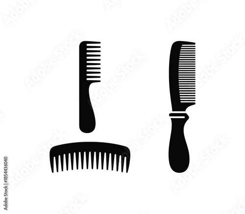 Three black combs on a white background