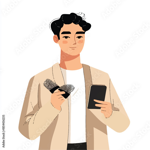  Man with Microphone and Smartphone Ready for Interview