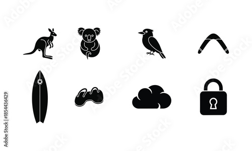 Collection of iconic australian symbols and objects