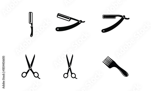Barber tools and equipment icons