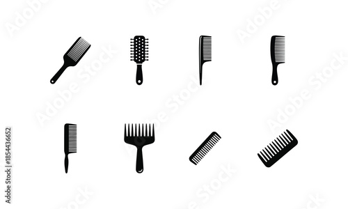 Collection of various hair combs and brushes