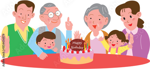 誕生日を祝う家族
