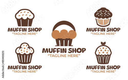 5 Muffin Shop Logo Set Fresh Pastry Branding Collection