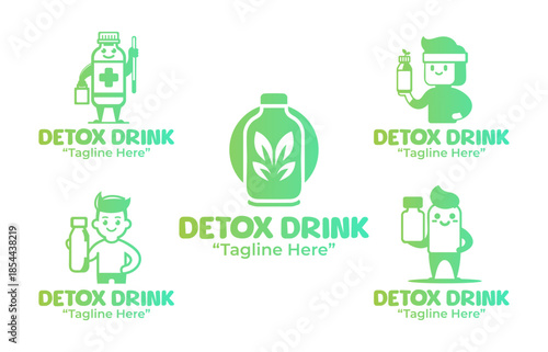5 Detox Drink Logo Set Healthy Beverage Branding Collection