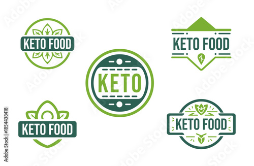 5 Keto Food Logo Set Low-Carb Lifestyle Branding Collection