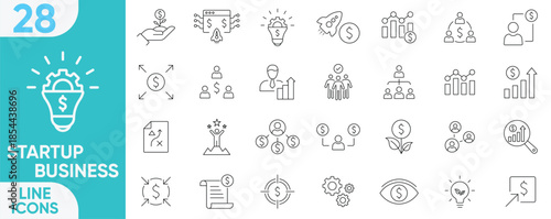 Startup Business icon set. Linear icon collection. Editable stroke. Vector and illustration set