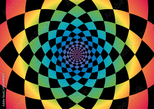 花のような幾何学模様　虹色