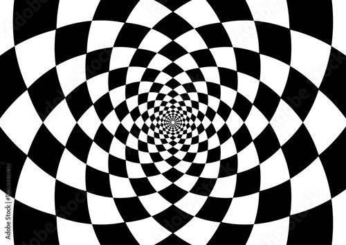 花のような幾何学模様　モノクロ