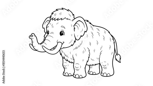 Mammoth Coloring Page for Kids – Black and White Line Art
