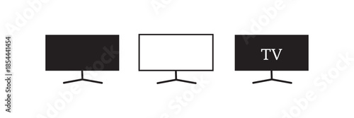 TV icons vector set. TV display screen on white background, Television symbol for your web site design, logo, app, UI. Digital TV Monitor Display Interface Icon Set