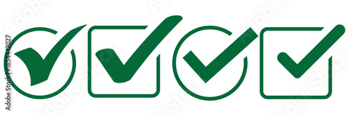 Hand drawing green tick mark icon on white background. Digital hand drawing check mark vector set. Creative vector tick mark icon set.