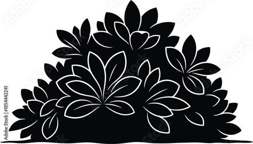 Silhouette of a leafy ornamental shrub