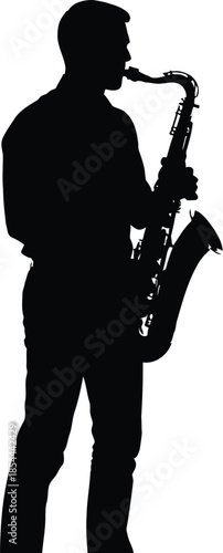 Silhouette of a musician playing the saxophone