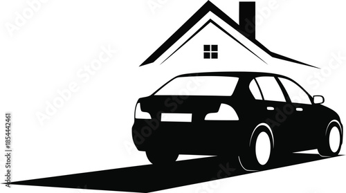Silhouette of a car parked under a protective roof