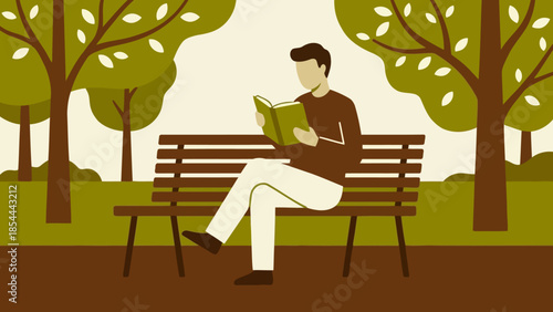 Person Reading Book on Park Bench in Quiet Afternoon.