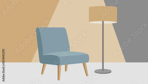 Blue Armchair with Modern Interior Design.