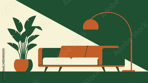 Modern sofa in stylish living room setup.