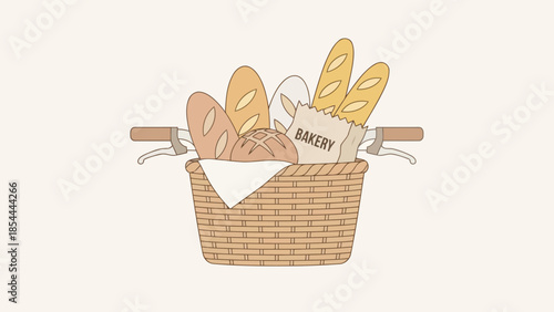 Fresh Baguette Assortment Arranged In A Woven Basket.