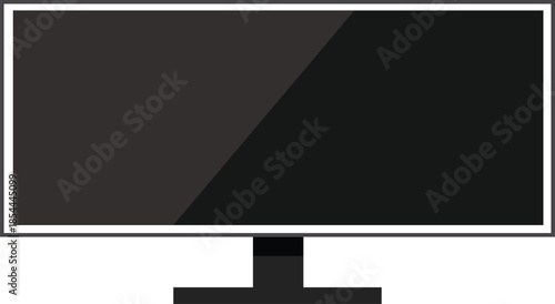 modern computer monitor icon with black screen and silver frame isolated on white background