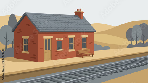 Cozy brick house by railway tracks.