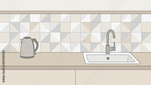 Stainless Steel Kettle on Kitchen Counter.