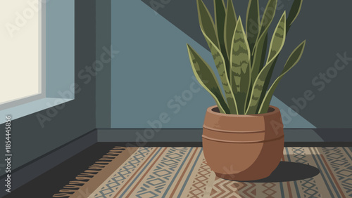 Sansevieria Snake Plant in Pot Interior Scene.