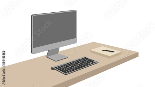 Modern desktop computer on a wooden desk.