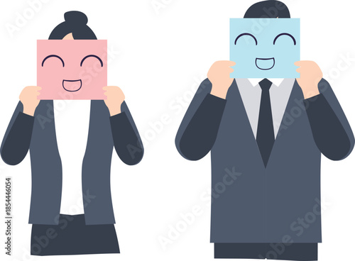 Business People Forcing a Smile / Personas de negocios sonriendo falsamente / Pessoas de negócios sorrindo de forma forçada