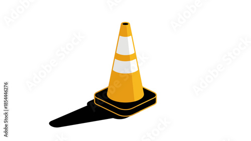 Bright Orange Traffic Cone Standing Alone.