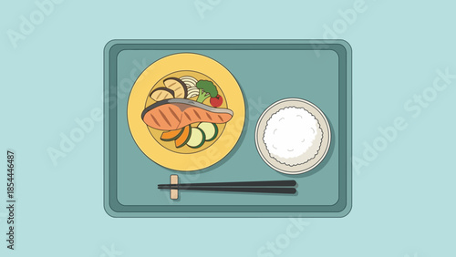 Sushi Plate with Chopsticks on Tray Still Life.