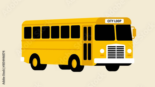 Bright Yellow School Bus Isolated On Light Background.