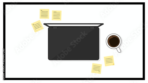 Graduation Cap on Desk with Notes and Coffee.