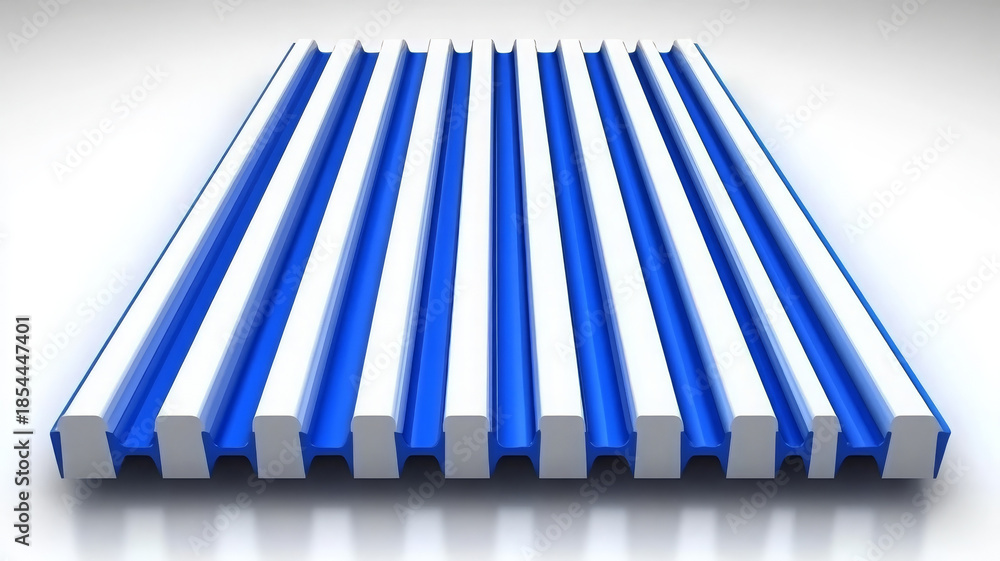 Obraz premium Blue white corrugated surface with geometric pattern, modern abstract minimalism art