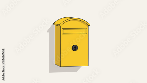 Bright Yellow Mailbox Standing Alone Front View.