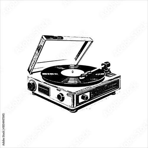 Vintage Turntable With Vinyl Record
