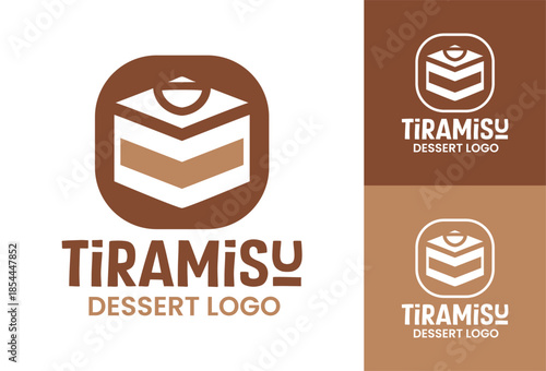 Modern Minimalist Tiramisu Dessert Logo Modern Italian Sweet Identity