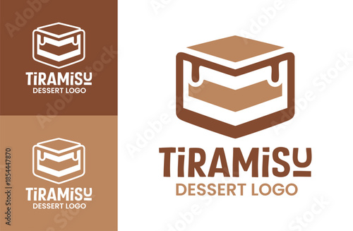 Modern Minimalist Tiramisu Dessert Logo Clean Cafe Branding