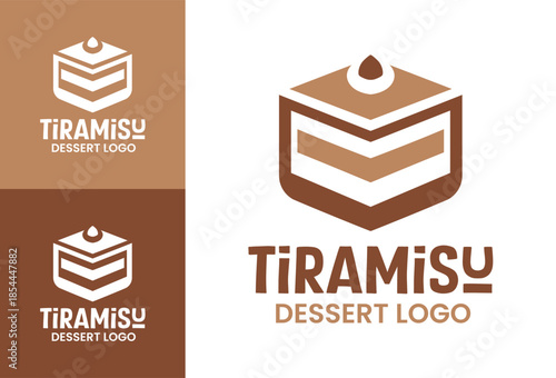 Modern Minimalist Tiramisu Dessert Logo Casual Cafe Identity