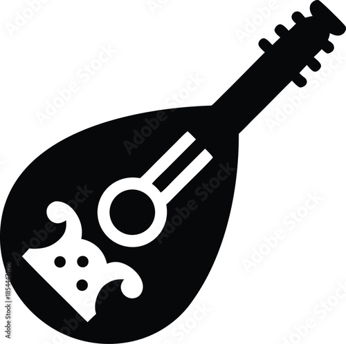 oud instrument ramadan eid middle east silhouette vector illustration on transparent background