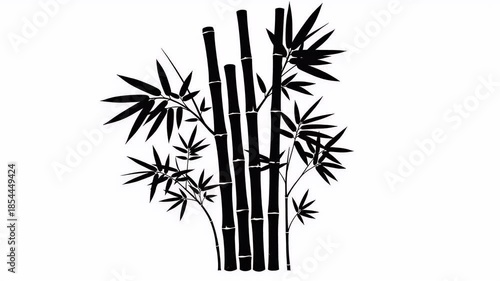 Wallpaper Mural Black Silhouette Bamboo Forest In Minimalist Style With White Background Torontodigital.ca