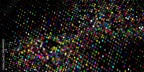 Halftone geometric vector mosaic background. Texture of chaotic squares, dots, fragments, pixel