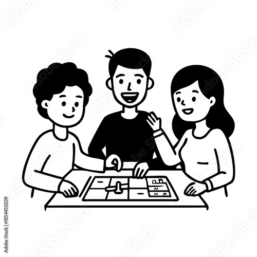 Joyful Family Time The Happiness of the Gentleman and Lady Figures While Playing a Board Game.
