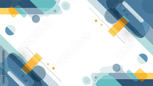Abstract graphic design illustration with dynamic geometric shapes forming a modern background frame in a clean digital environment.