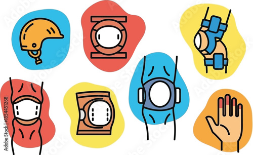 Essential Protective Gear for Active Lifestyles: A Collection of Safety Equipment Illustrations for Sports and Recreation