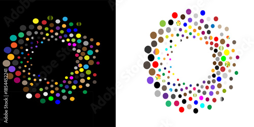 Modern abstract background. Halftone dots in circle form. Spiral logo, icon or design element.