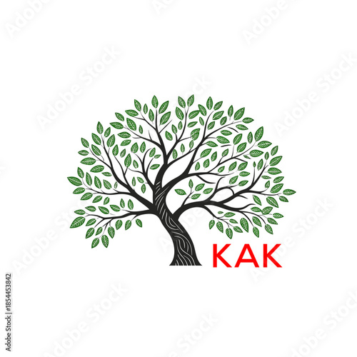 Green Tree of Life Logo Design KAK Later Logo , Natural Environment Tree Branding, Sustainable  Tree Logo
