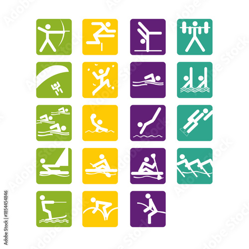 various types of sport competition .icon Banner Flyer Brochure Fat design style vector.  sport celebration game party asia