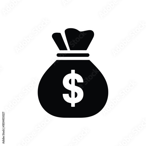 Simple black icon of a money bag with a dollar sign
